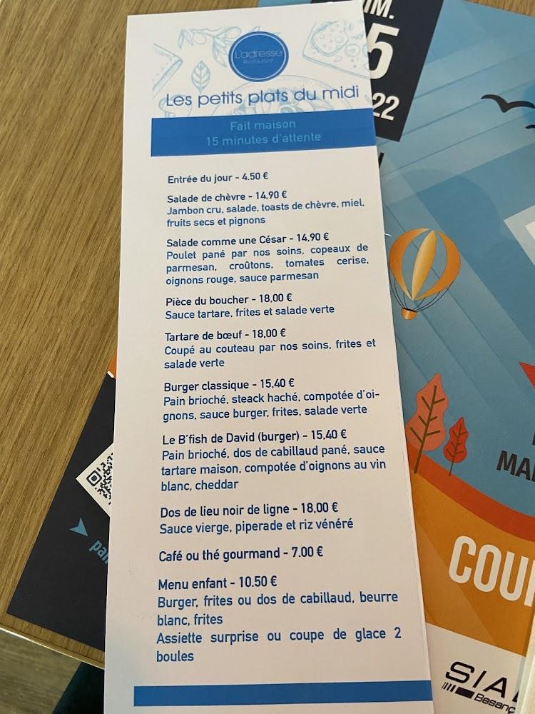 L'Adresse Restaurant - Menu Image 1